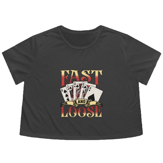 Classic Blackjack Fast And Loose Casino Card Game Flowy Cropped Tees