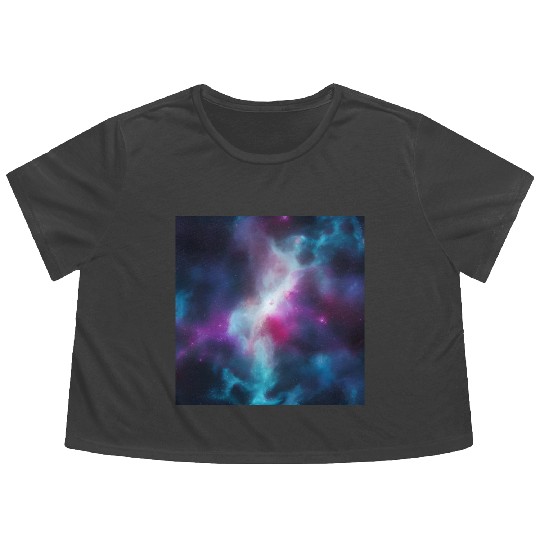 Galaxy nebula abstract design Flowy Cropped Tees