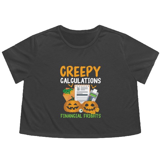 Creepy Calculations Financial Frights Halloween Flowy Cropped Tees