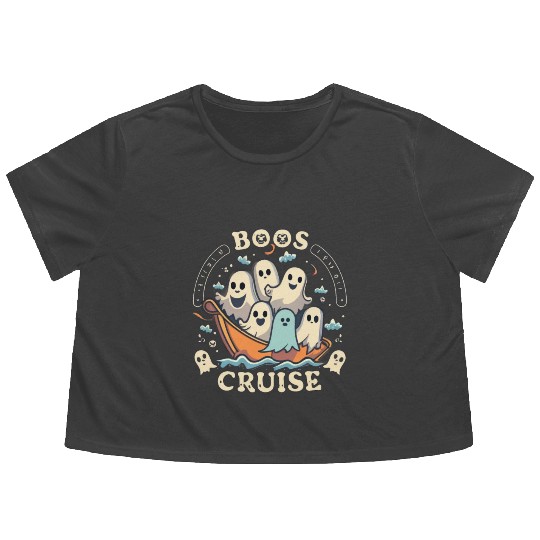 Spooky Cute Kawaii Ghost Design – Boos Cruise Flowy Cropped Tees