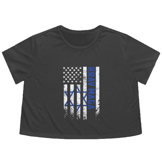 Krav Maga American USA Israel Flag Flowy Cropped Tees