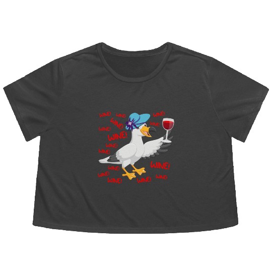 Seagull Flowy Cropped Tees Wine Lover North German Seagulls