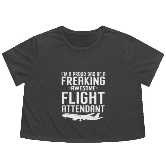 Flight Attendant Dad Airplane Flight Attendant Flowy Cropped Tees