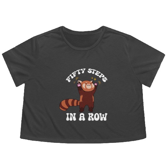 Fifty Steps In a Row Funny Walk Routine Red Panda Flowy Cropped Tees
