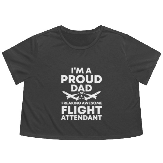Flight Attendant Dad Airplane Flight Attendant Flowy Cropped Tees