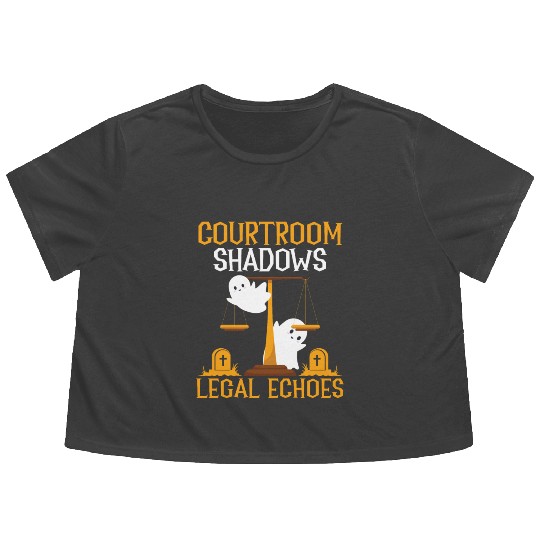 Courtroom Shadows Legal Echoes Lawyer Halloween Flowy Cropped Tees