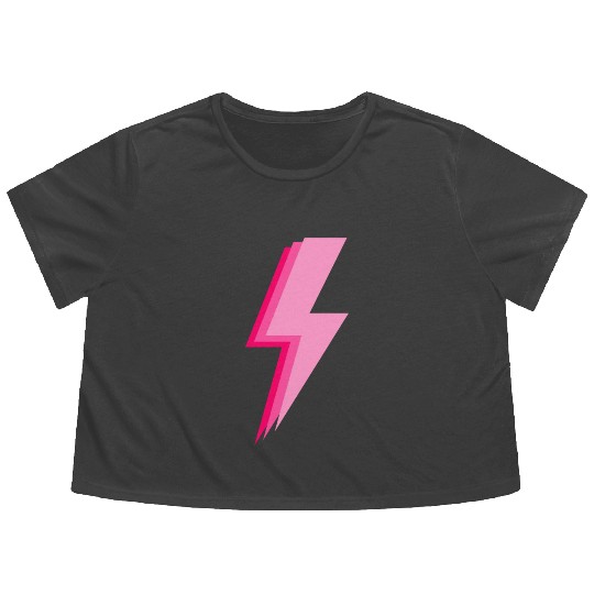 Layered trendy hot pink and light pink lightning Flowy Cropped Tees