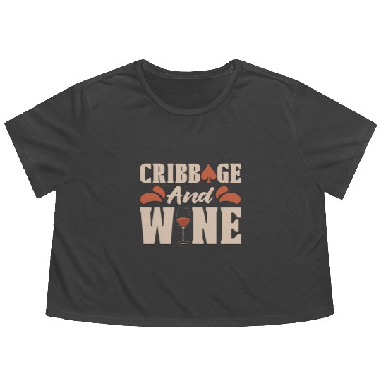 Cribbage And Wine Loves Board Game Card Game Crib Flowy Cropped Tees