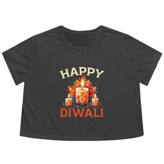 Happy Diwali Diwali Festival Indian Hindu Hinduism Flowy Cropped Tees