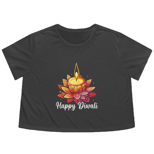 Happy Diwali Diwali Festival Indian Hindu Hinduism Flowy Cropped Tees