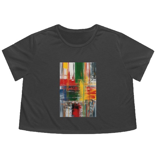 Colorful Abstract Painting Flowy Cropped Tees