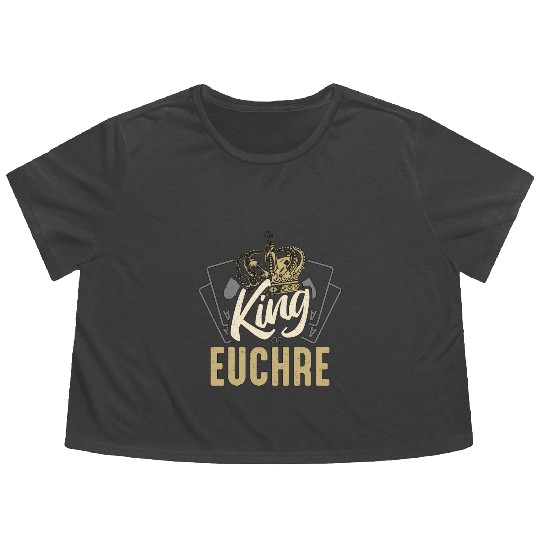 Euchre King Of Euchre Board Game Playing Cards Flowy Cropped Tees