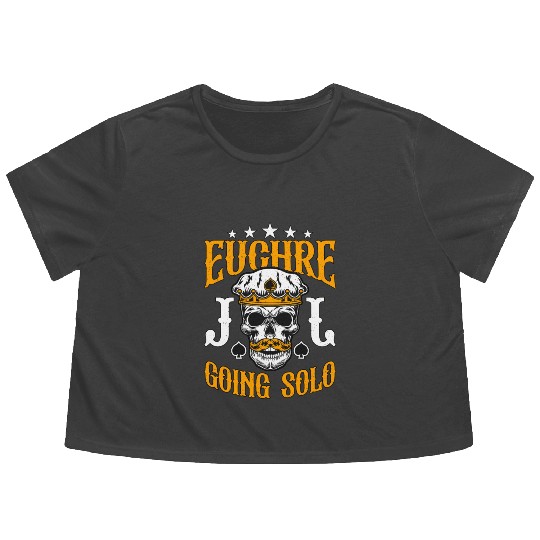 Euchre Going Solo Board Game Loves Playing Cards Flowy Cropped Tees