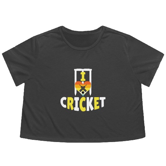 I Love Cricket Flowy Cropped Tees