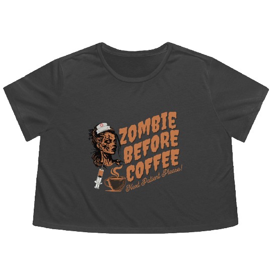 Zombie nurse when not caffeinated: Graveyard shift Flowy Cropped Tees