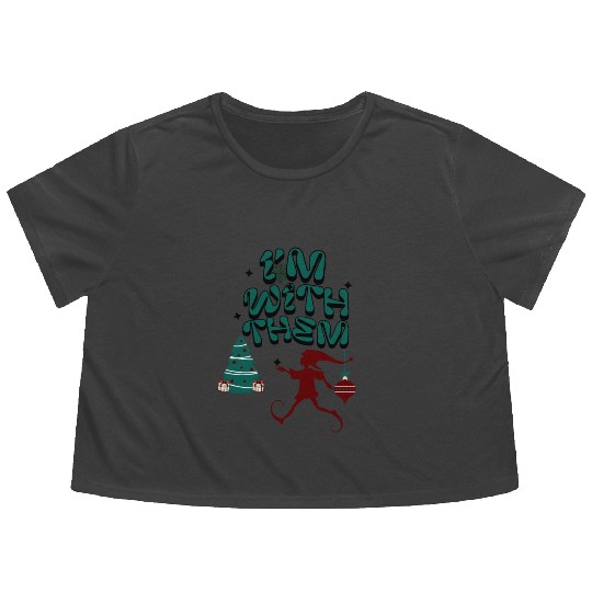 "Im with them" Christmas Elf design Flowy Cropped Tees