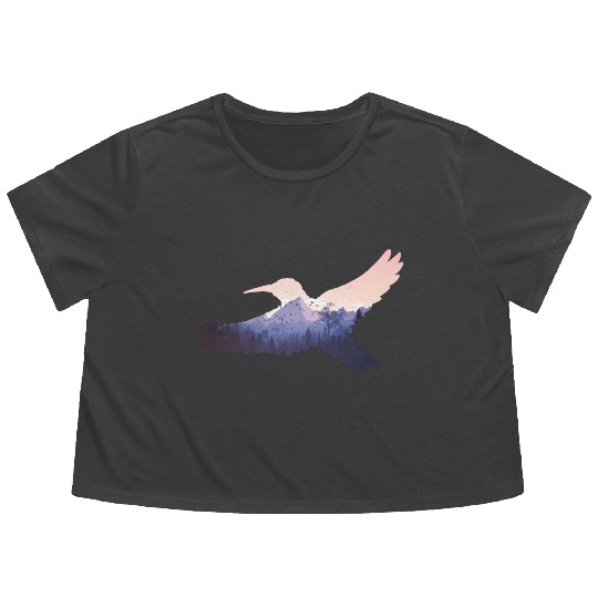 Hummingbird Bird Mountains Fly Nature Paradise Flowy Cropped Tees