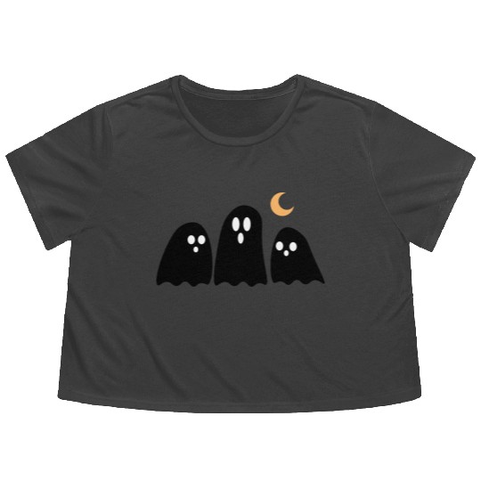 halloween 3 black Flowy Cropped Tees