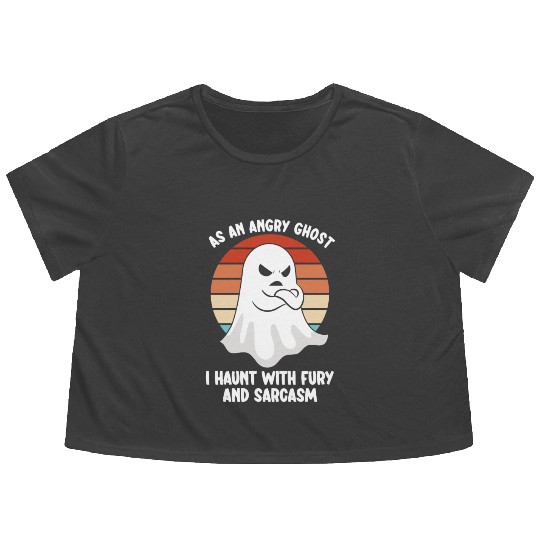Ghost Hunter Funny Ghost Angry Ghost Halloween Flowy Cropped Tees