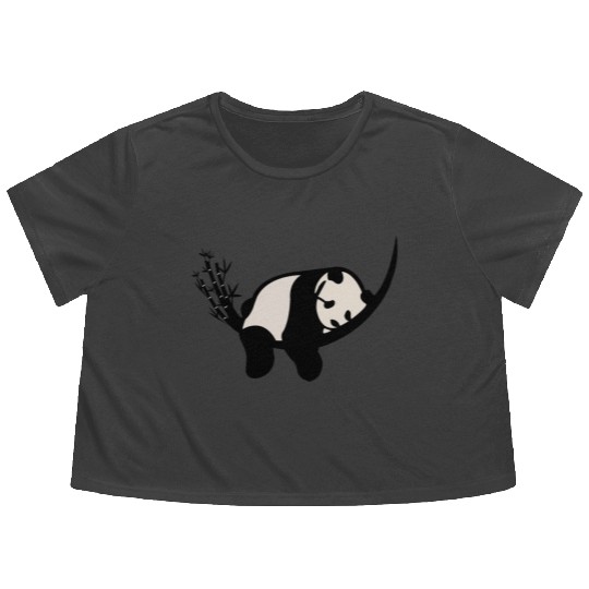panda, graphic design, Flowy Cropped Tees