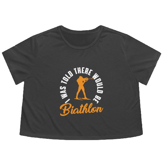 Funny Biathlon Saying Flowy Cropped Tees