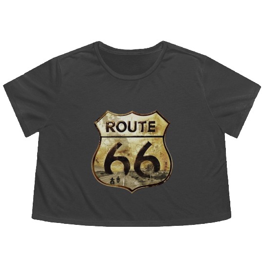 Route 66 trip with motorcycle Flowy Cropped Tees
