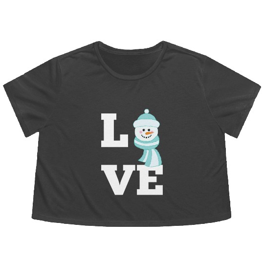 Love Snowman - Heartwarming Winter Apparel Flowy Cropped Tees