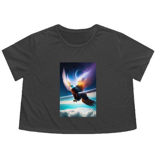 "Embrace Transformation: Crystal Eagle Design" Flowy Cropped Tees
