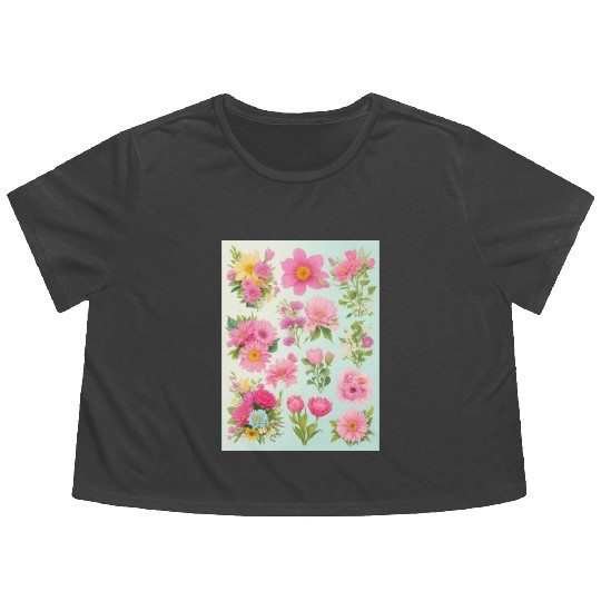 Iris and Indigo Spring Flowers Flowy Cropped Tees