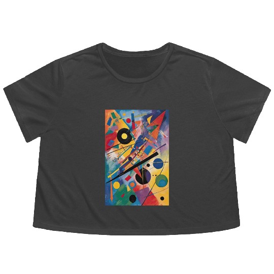 Vibrant Abstract Geometric Painting Flowy Cropped Tees