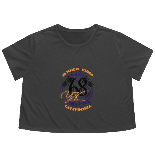 Santa Cruz California summer vibes surfing Flowy Cropped Tees
