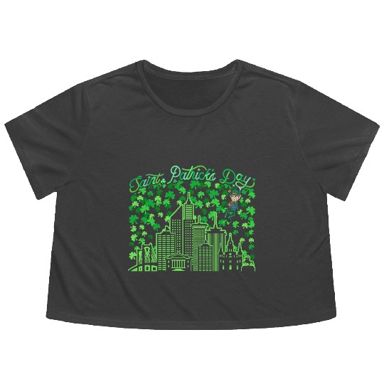 Saint Patrick's Day New Orleans Louisiana Flowy Cropped Tees