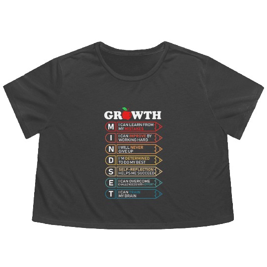 Growth Mindset Definition Motivational Quote Class Flowy Cropped Tees