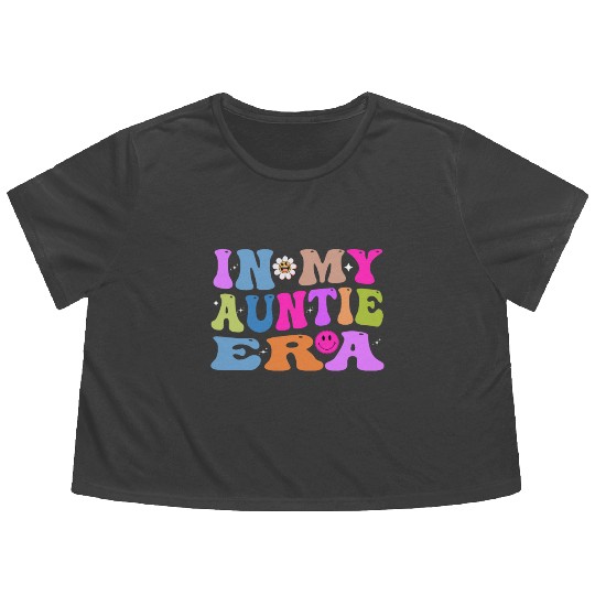 In My Auntie Era Baby Announcement for Aunt Mother Flowy Cropped Tees