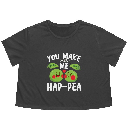 You Make Me Hap-pea for a Husband Wife Bride Flowy Cropped Tees