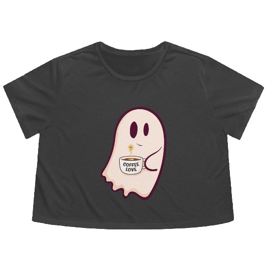Forget Candy Just Give Me Coffee, Funny Halloween Flowy Cropped Tees