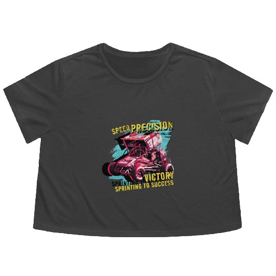Sprint Car Mom Dirt Track Racing Racing Race Day Flowy Cropped Tees