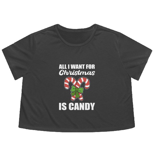 Is Candy Christmas Person Gift Flowy Cropped Tees
