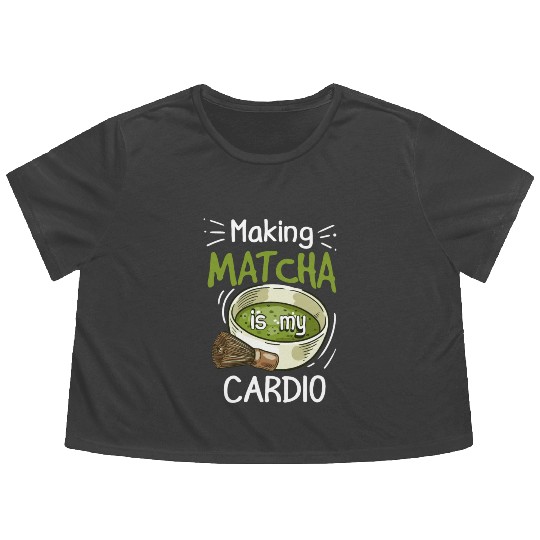 Green Tea Lover Japanese Matcha Latte Drink Matcha Flowy Cropped Tees