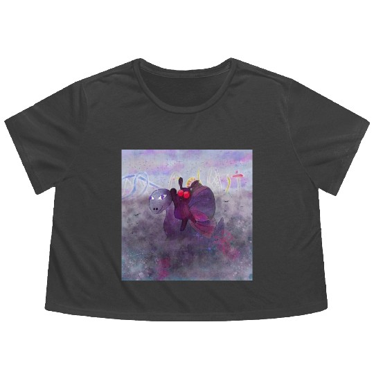 Mothman and Bessie the Lake Erie Monster's Vacay Flowy Cropped Tees