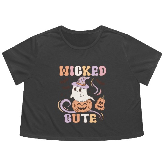 Wicked Cute Halloween: Spooky Charm and Cuteness Flowy Cropped Tees
