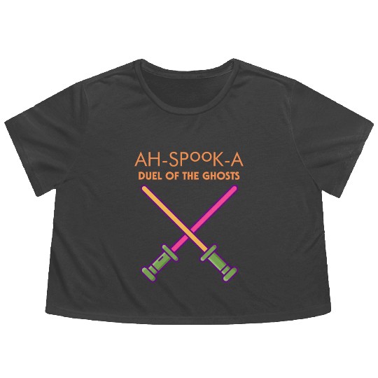 Ahs-Booka: Duel of the Ghosts Retro Halloween Flowy Cropped Tees