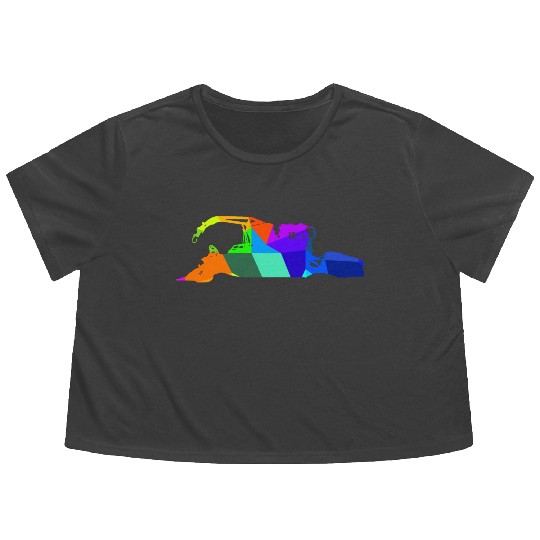 Colorful rainbow snow groomer snow vehicles Flowy Cropped Tees