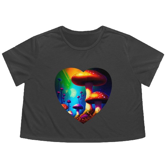 Love mushrooms Flowy Cropped Tees