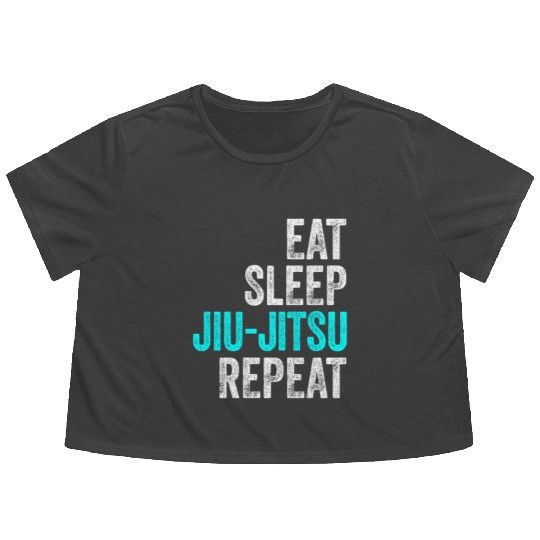 Eat Sleep Jiu-Jitsu Repeat Funny BJJ Flowy Cropped Tees