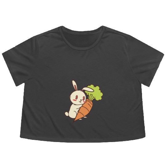 Rabbit And Carrot Flowy Cropped Tees