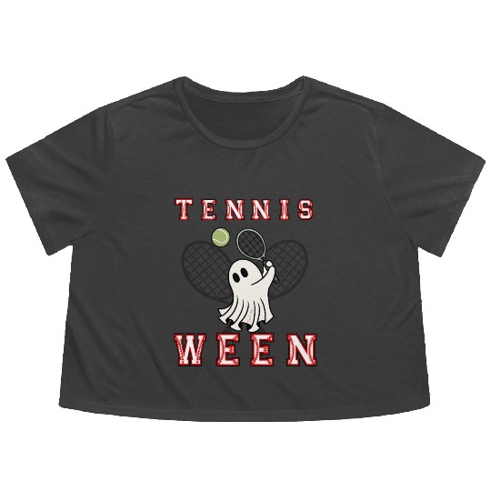 Tennis Ghost Halloween Flowy Cropped Tees