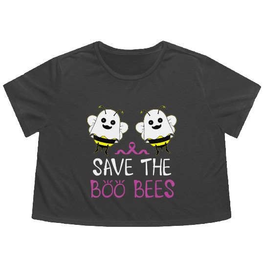 Save The Boo Bees Breast Cancer Awareness Flowy Cropped Tees