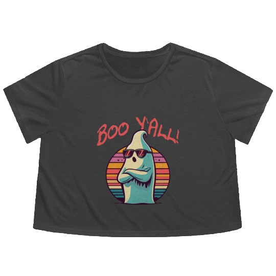 Boo Y`All! funny ghost Flowy Cropped Tees