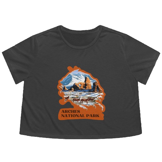 Arches National Park Stickers Flowy Cropped Tees